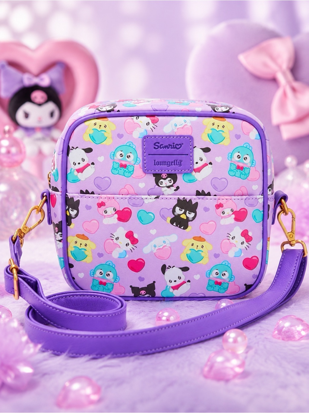 Loungefly Purple Kawaii Character Crossbody Bag Nwt